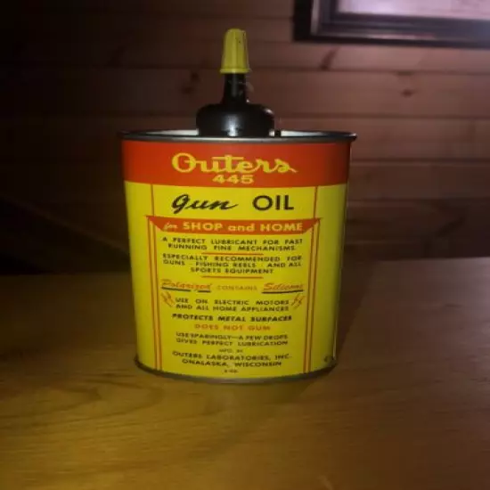 Vintage OUTERS 445 Lead Spout Top Gun Oil Can Clean, NICE!!