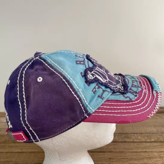 True Religion Hat Buddha Multi Colored Distressed Cap Adjustable Rare Colors