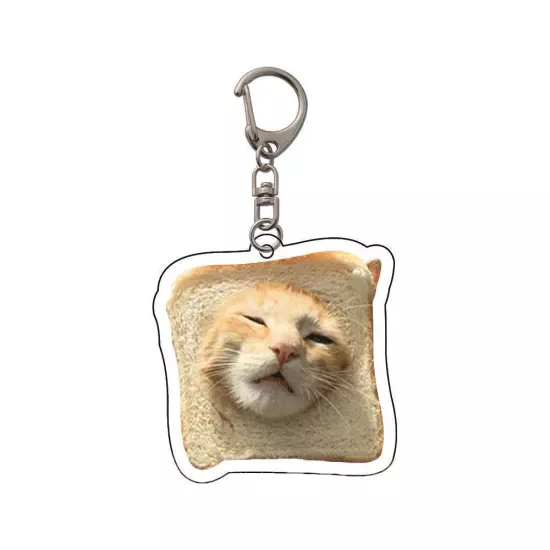 Vintage Cute Fun Toast CATS Acrylic Keychain Pendant N8W0