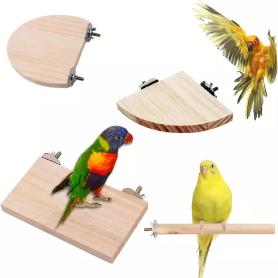 4pcs Bird Wood Perch Bird Platform Parrot Stand,Cage Accessories for Small Anmin