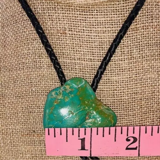 Country Western Polished Natural Turquoise Stone Leather Bolo Tie Jewelry