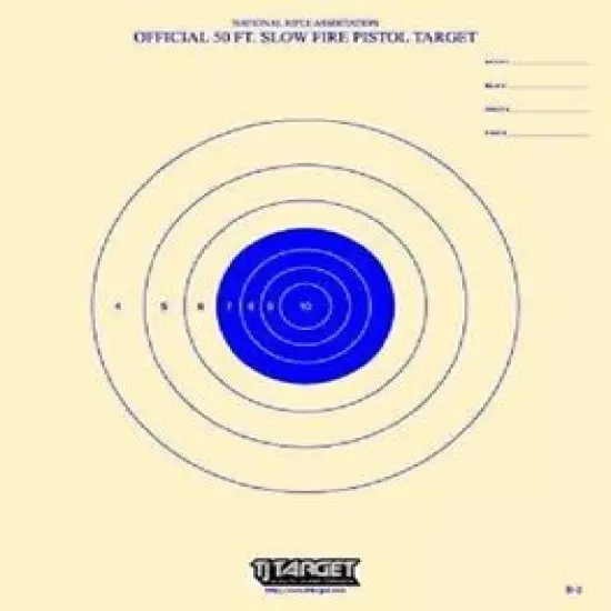 B-2 [B2] NRA Official 50 Foot Slow Fire Pistol blue Target (box 1,000) Tagboard