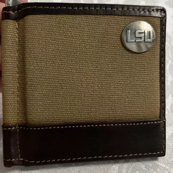 ZEP PRO Louisiana State Tigers LSU Crazy Horse Leather Wallet 2 Toned