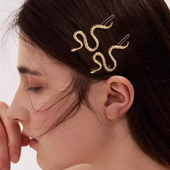 Silvery Snake Hairpin for Woman Gold/Silver Color Metal Snake Hair M4M4 ξ{