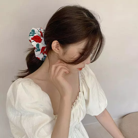 Floral Printed Hair High Elastic Large Intestine Hair Ring G4P3 ио