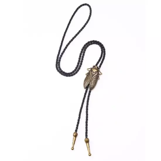 Vintage Western Cowboy Bolo Tie Leather Necktie Rope Cord Pendant Necklace