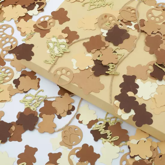 520 PCS Cream Brown Bear Baby Shower，Holiday Festival Party Table Home Decora...