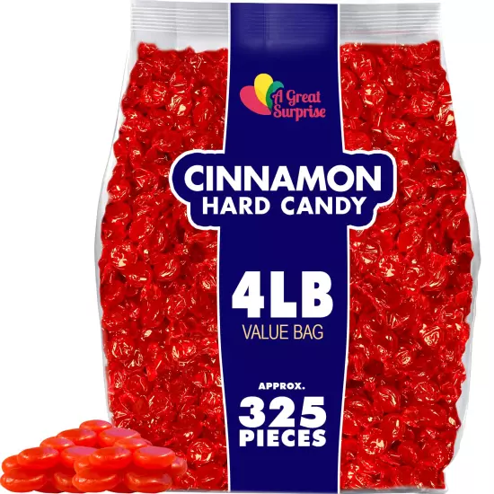 Cinnamon Hard Candy 4 Pounds Individually Wrapped Bulk Cinnamon Discs