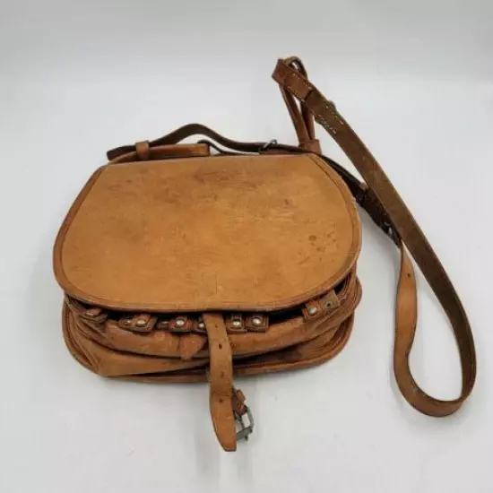 Vintage Full Leather Bag Shoulder Strap Dog Hunting Bird Carrier Hangers Pouch