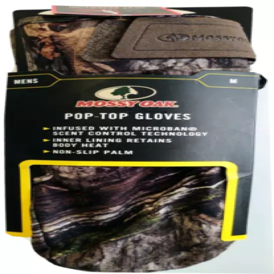 Mossy Oak Pop-Top Half Finger Gloves with Mitten Cover Camo M