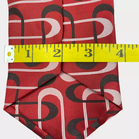 NEW Daniey Swarovske Deco Abstract Red Geometric Silk Tie Men's 3.8" x 59"