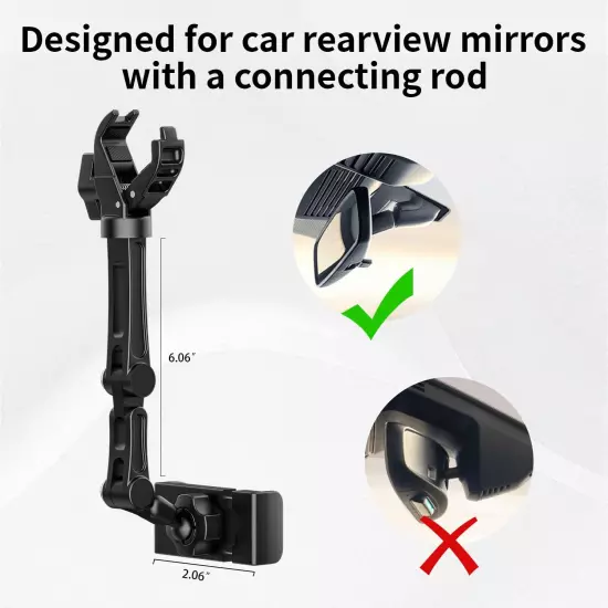 Rear View Mirror Phone Holder, Rearview Mirror Phone Holder for Car, Rotatable a