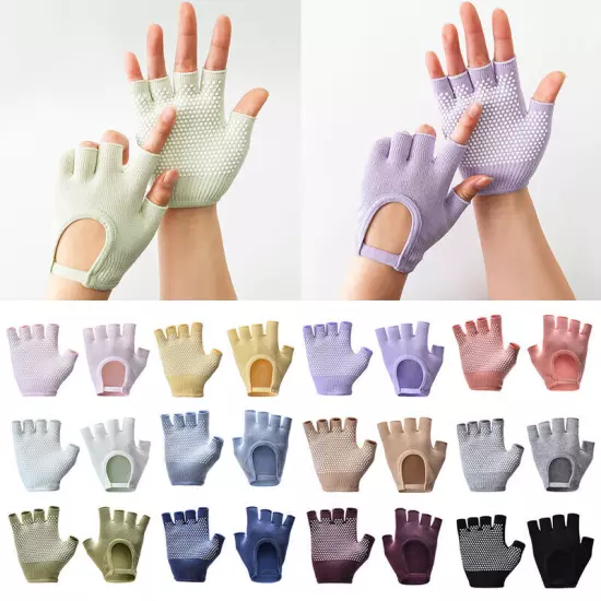 Pilates Yoga Non-Slip Grip Workout Gloves Weight Lifting Gym Half-Finger Mittens