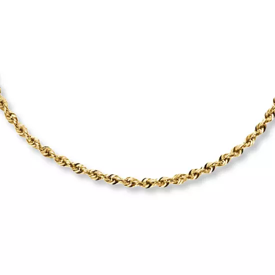 $2000 10K Solid Yellow Gold Necklace Gold Rope Chain 16"