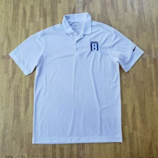 News Channel 8 Nike Golf Dri-Fit White Polo Shirt ~ Men's Medium M ~ SS