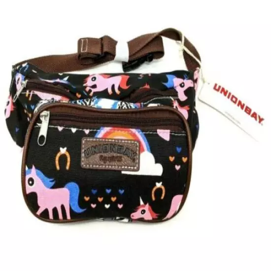 Pink BLACK Rainbow UNICORN Nylon Fanny Pack By Unionbay Union Bay Fannie Bag Zip