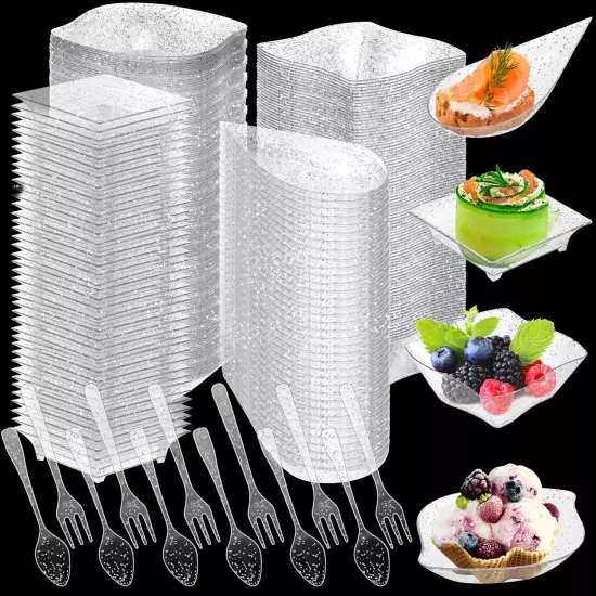 Tessco 800 Pcs Mini Clear Plastic Dessert Plates Set including 400 Pcs Appetizer