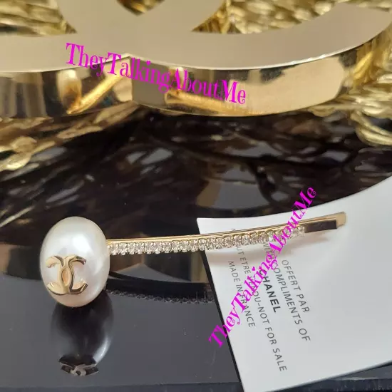 ~ 1 CHANEL ~ Gold Tone Hair Pin Faux Pearl & Rhinestones ~New & Rare ~