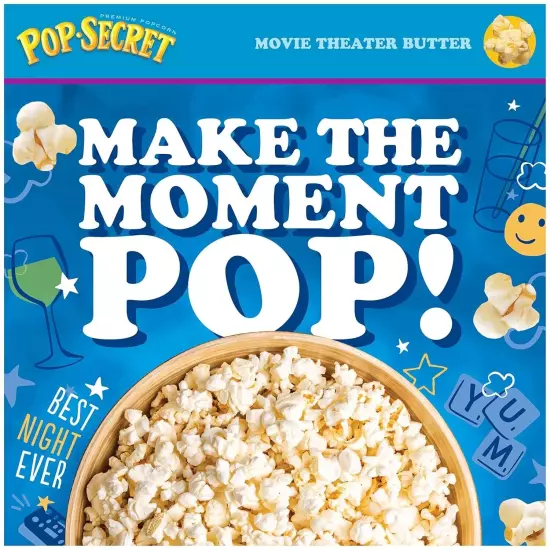 Microwave Popcorn, Movie Theater Butter Flavor, 3 Oz Sharing Bags, 30 Ct