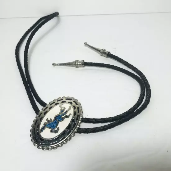 Silver finish and crushed turquoise bolo tie Horse high quality