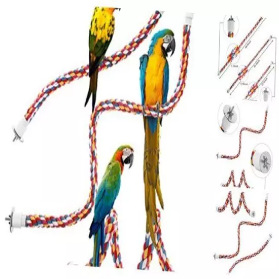 Bird Rope Perches,Parrot Toys Rope Bungee Bird Toy ()[1 PACK] 36 inches