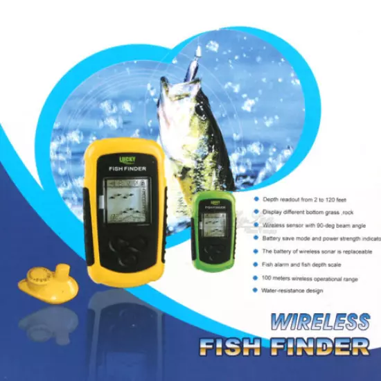 Lucky Portable 40M Depth Wireless Fish finder Alarm Sonar Sensor Fishfinder 5Y !