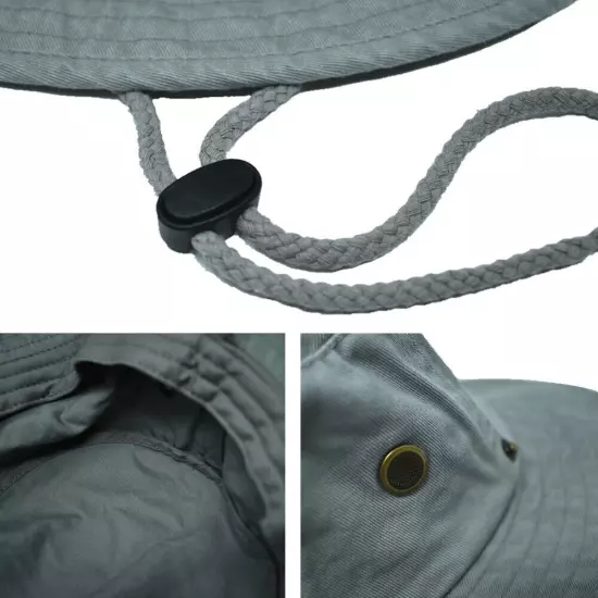 Unisex 100% Cotton Bucket Hat Fishing Camping Safari Boonie Sun Brim Summer Cap