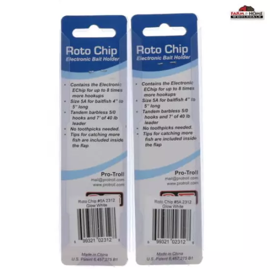 Pro-Troll Roto Chip Electronic Bait Holder #5A 2312 Glow White ~ 2 Pack