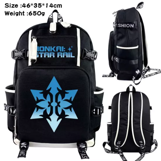 Honkai Star Rail USB Backpack Kids Teens Schoolbag Black Shoulder Outdoor Bags