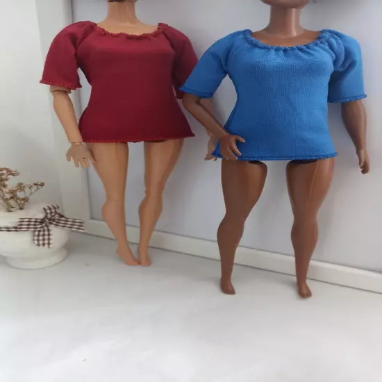 Two top for 1:6 scale doll, no hook and loop, stretch