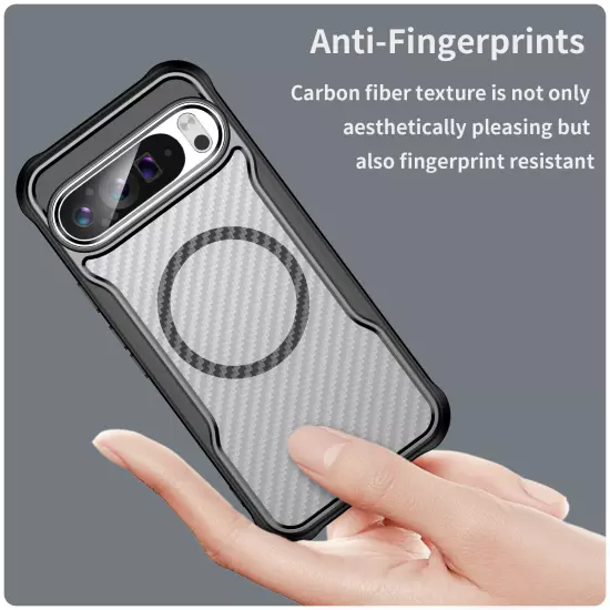 For Google Pixel 9 Pro XL/9 Pro/8A Non-Slip Carbon Fiber Texture Clear Slim Case