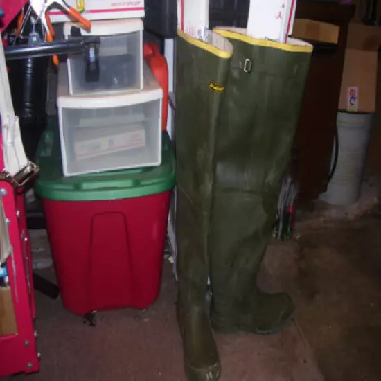 OLIVE GEEEN LACROSSE RUBBER HIP BOOTS WADERS HUNTING FISHING MEN 10