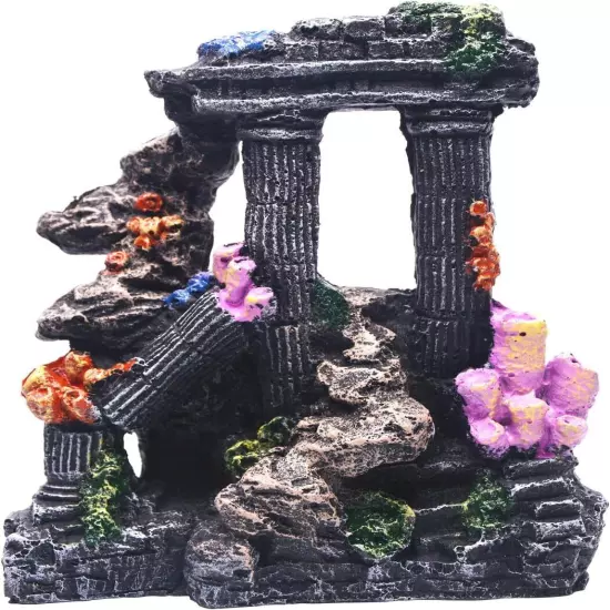 Aquarium Decorations Roman Columns with Coral Reef Fish Tank Ornaments 