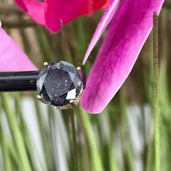 Gold Black Swarovski Crystal Post Earrings