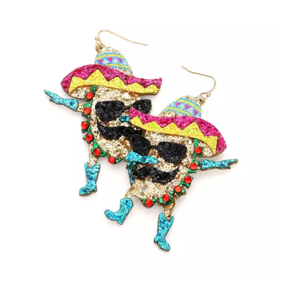 Glittered Hat Taco Dangle Earrings