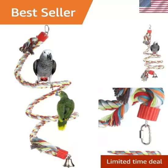 Bird Perch, Large Parrot Toys 63 Inch Climbing Rope Bungee Bird Toys