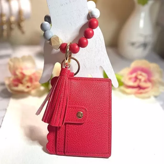 Wristlet Card Wallet Bracelet in Red