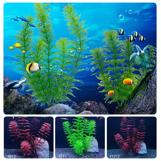 Artificial Fish Tank Plants Aquarium Aquatic Red Grass Flower Ornament Decor ➳