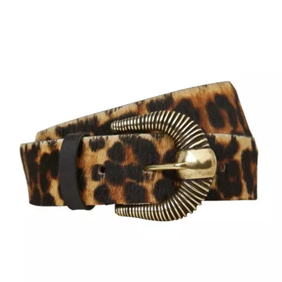 Maison Boinet Leopard Printed Calf Hair Belt Size 85; US 4-6