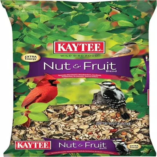 Wild Bird Food Nut & Fruit Seed Blend for Cardinals, Chickadees, Nuthatches, Woo