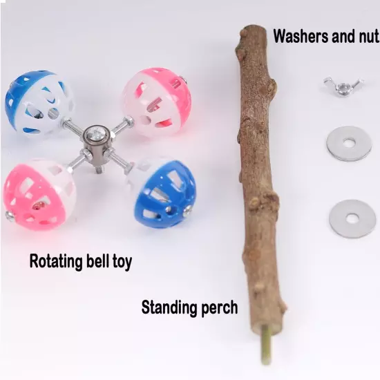 Pepper Wood Bird Perch Toy with Rotating Balls,Bird Stand Toy for Parakeet, N...