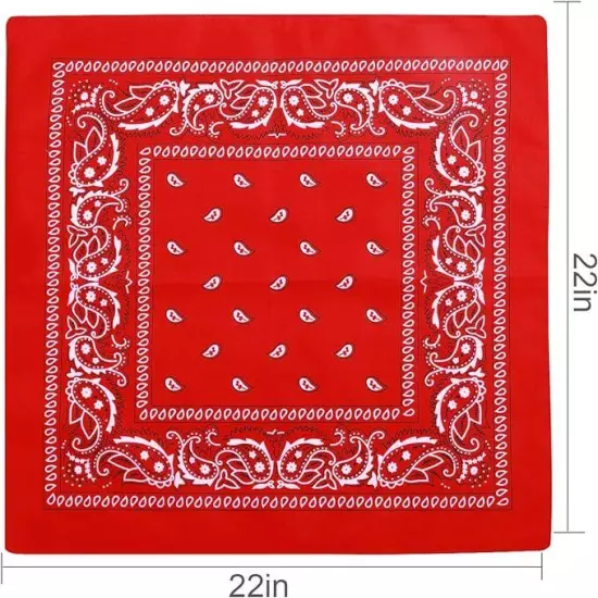 108 Pack Unisex Wholesale Paisley 100% Cotton Double Sided Print Bandanas Bulk