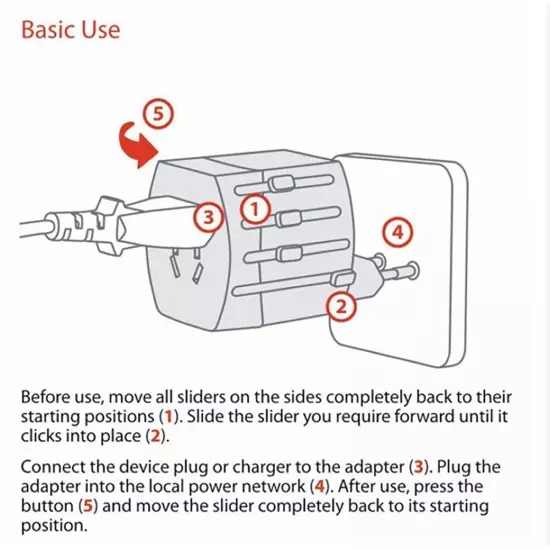 World Wide Travel Adapter UK EU AU US Universal Multi Plugs Charger 2 USB Ports