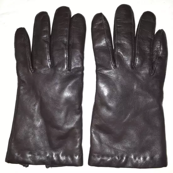 Aris cashmere-lined brown leather gloves womens size 7