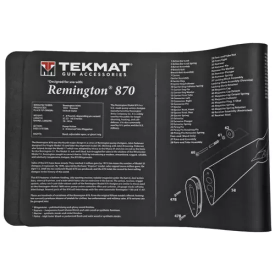 TekMat R36-REM-870 Remington 870 Cleaning Mat 12x36" Black W/Microfiber TekTowel