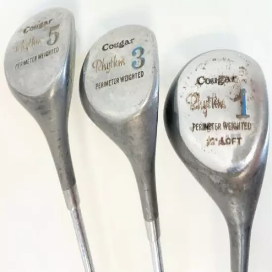 Vintage COUGAR RHYTHM 3 Piece 1 3 5 Driver TT Lite Steel Wood Right RH Clubs Set