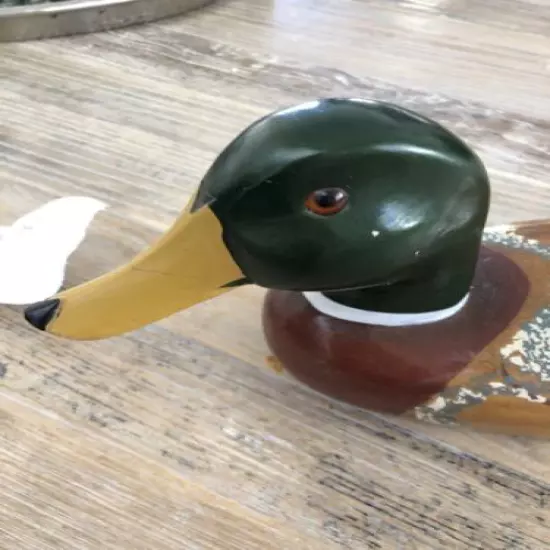 Wood Duck Mallard Drake Soled Wood With Glass Eyes 