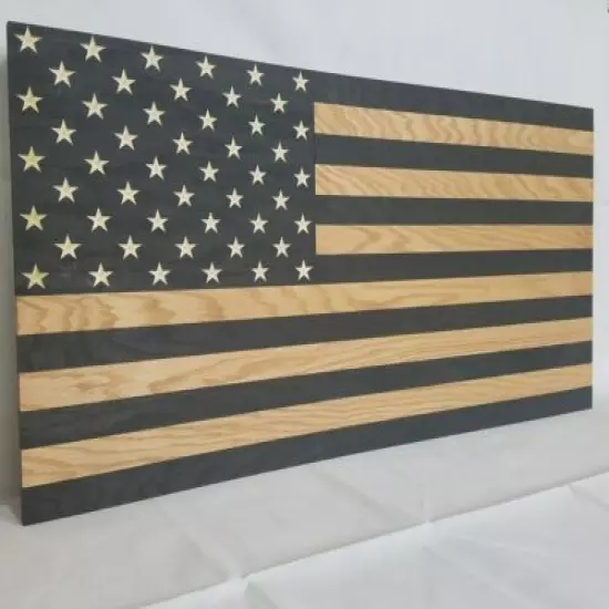 LARGE 42" AMERICAN FLAG RUSTIC CONCEALMENT CABINET FURNITURE SECRET GUN STORAGE