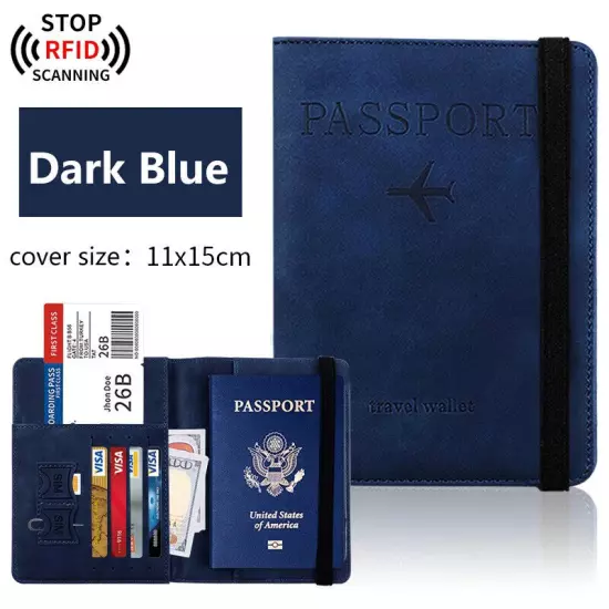 RFID Pu Leather Strap Passport Bag Holder Multi-Function ID Bank Card Wallet