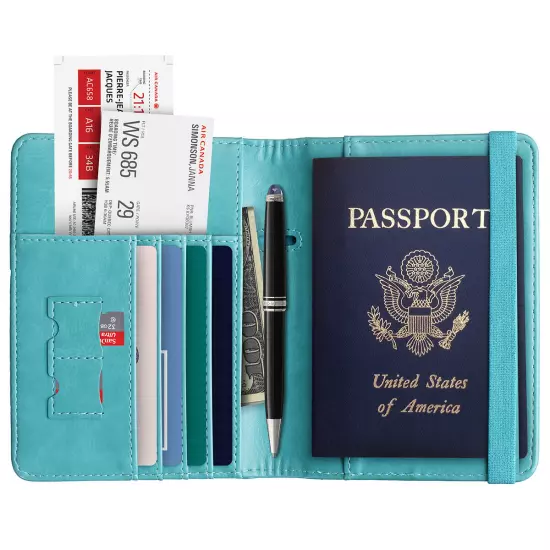 US Passport Wallet RFID Blocking Travel Leather Cards Holder Cover for Women Men